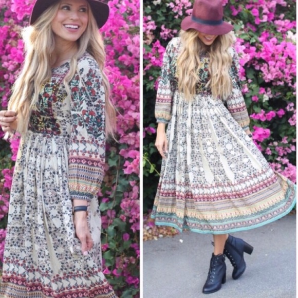 NWT Anthro Far Fields Midi Dress Sz 0 - Picture 1 of 1